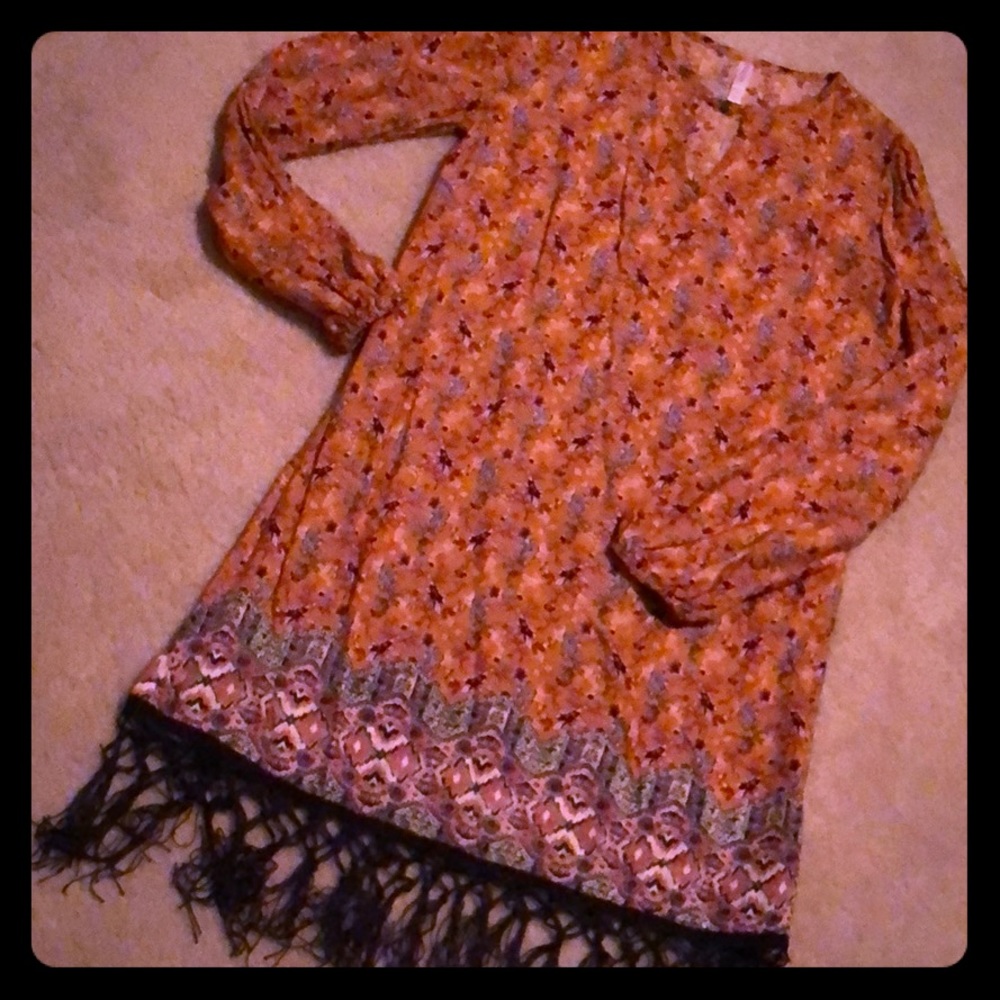 Mustard fringe dress